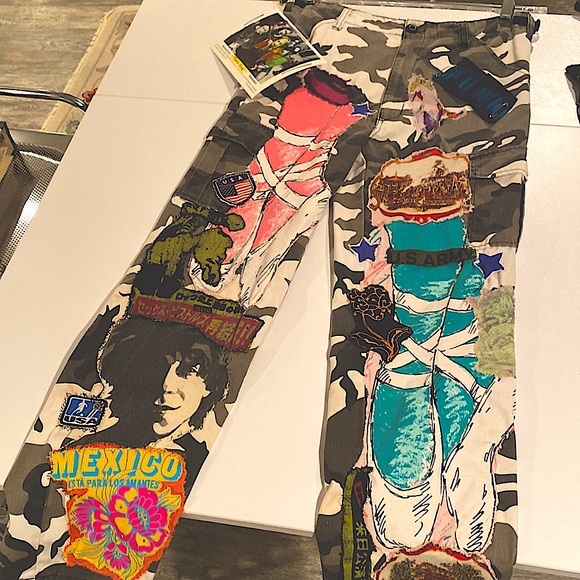 One of a kind Lexa Vonn camo patchwork cargo pants - Picture 9 of 12